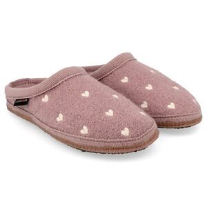 NWOT Haflinger Pink Lavender Heart Slippers, sz 37